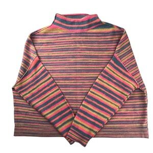 Anthropology Pilcro Cashmire Striped Neck Sweater in Pink and Multi